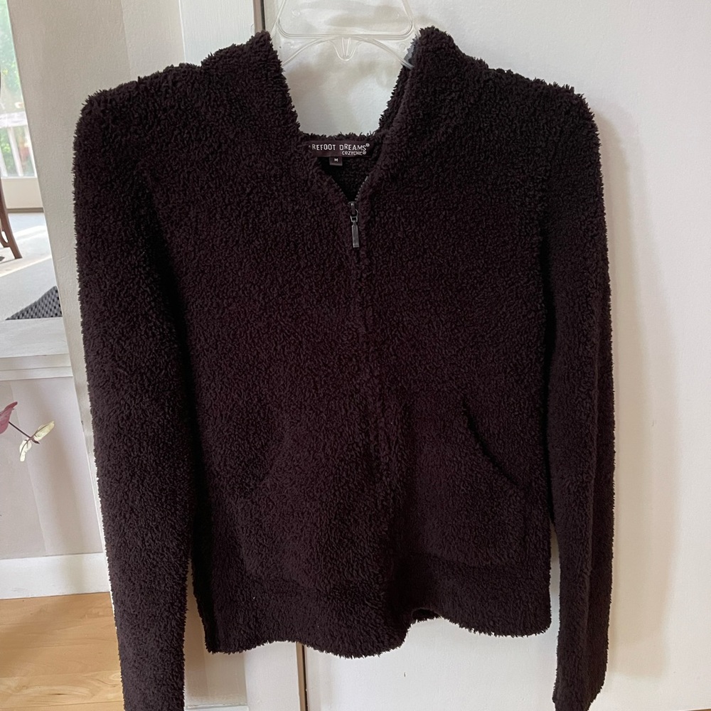 Barefoot Dreams Hoodie Jacket Chocolate Brown Cozychic Relaxed Zipup Hoodie Sz M